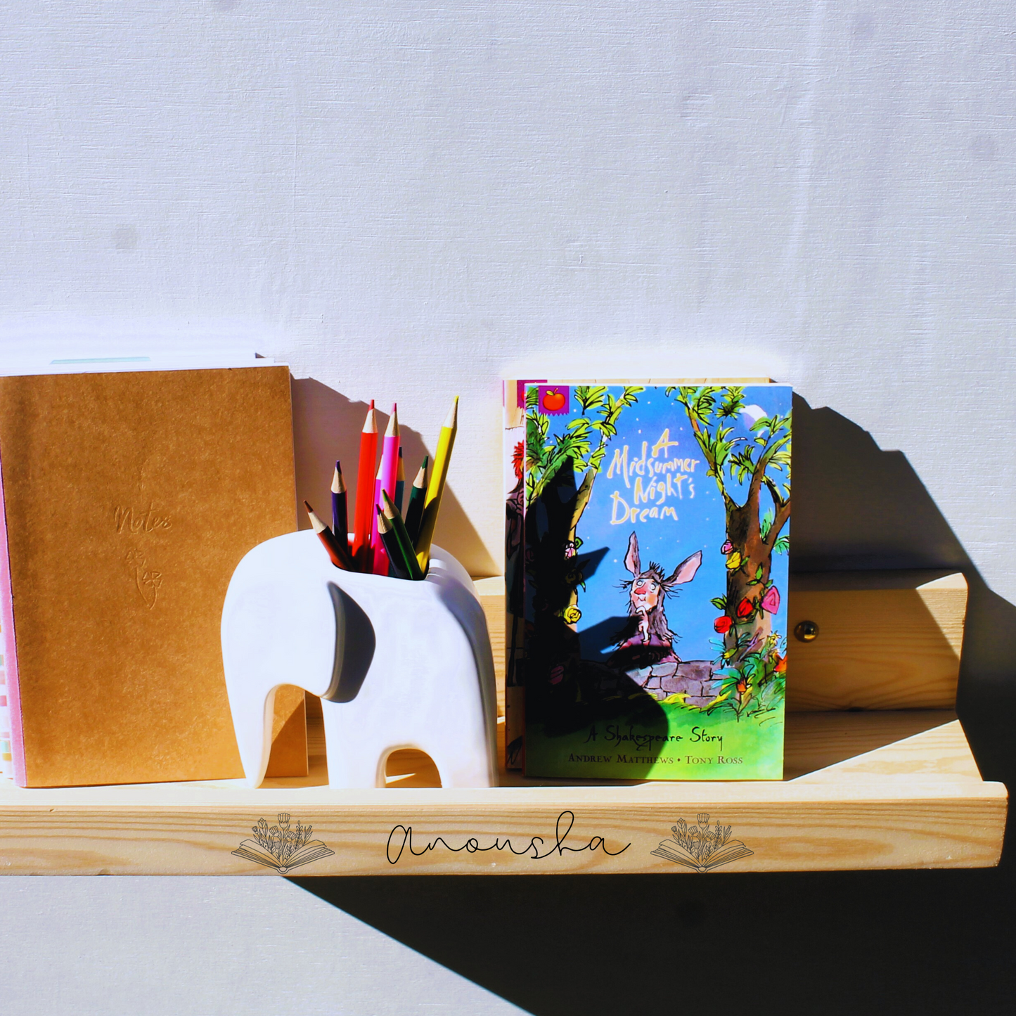 Personalised Wooden Book Ledge Shelf for Kids – Custom Engraved Reading Nook Display