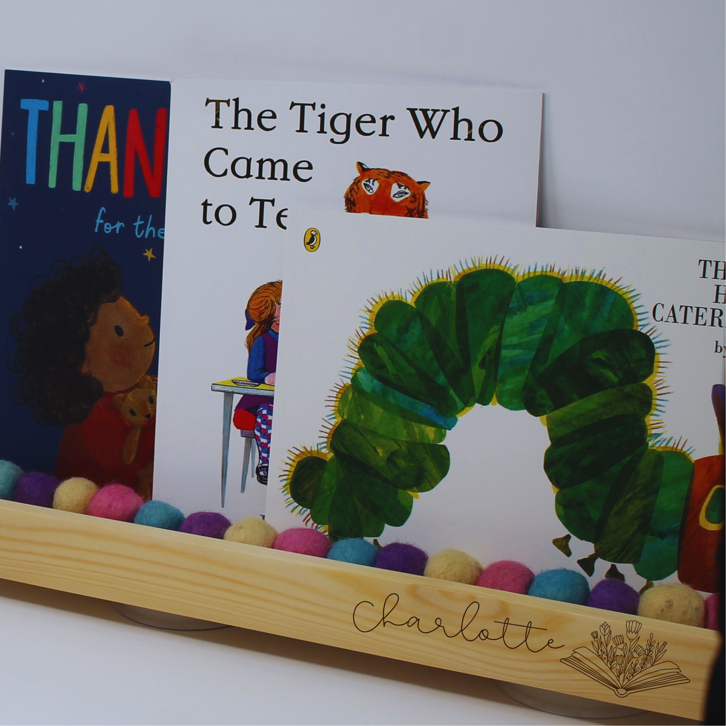 Personalised Wooden Book Ledge Shelf for Kids – Custom Engraved Reading Nook Display