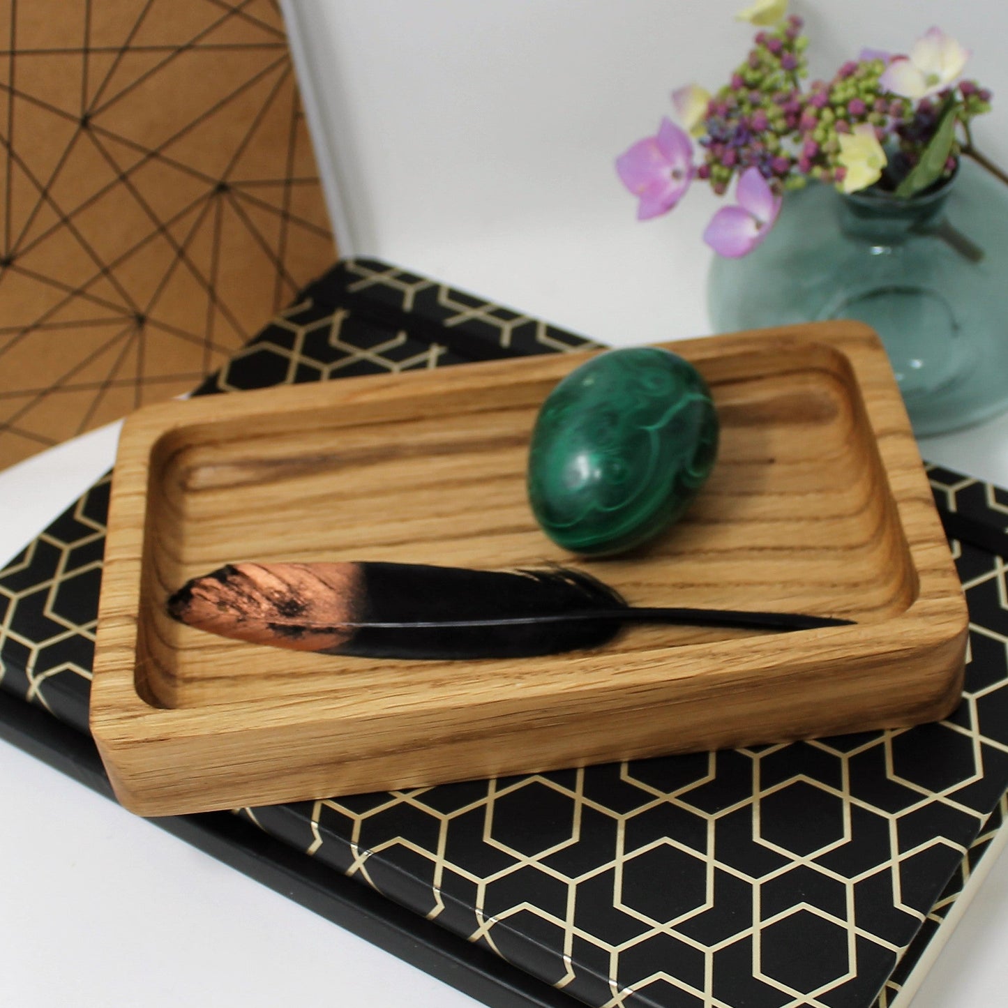 Personalised Oak Tray with Woman & Butterflies — Symbol of Grace, Change & Charm