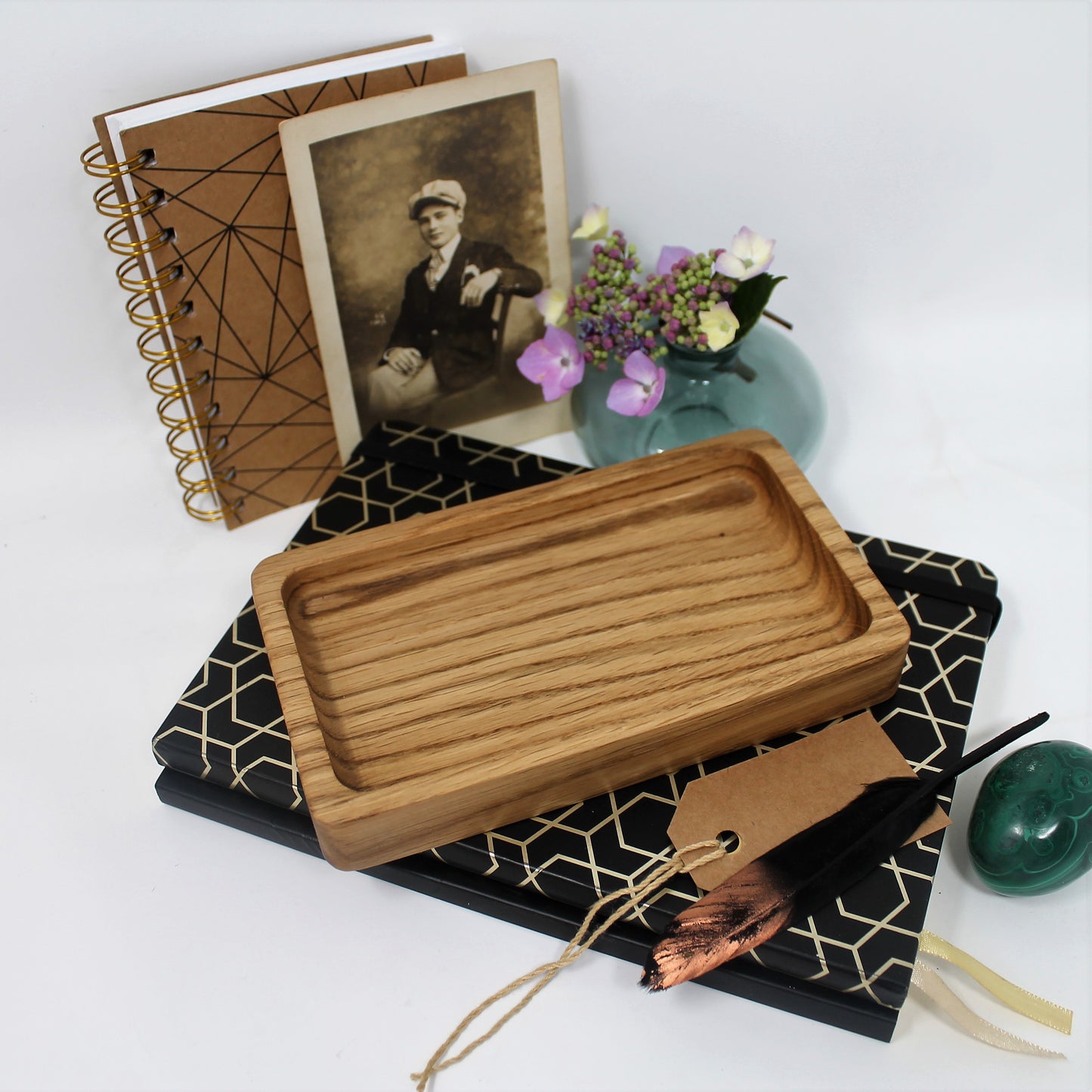 Personalised Solid Oak Tray with Lotus Flower — Graceful, Grounding, One of a Kind