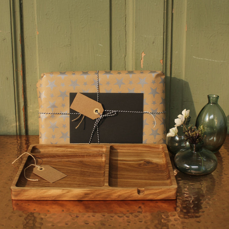 Solid Oak EDC Desk Organizer – Handcrafted Catchall Tray with Phone & Pen Sections