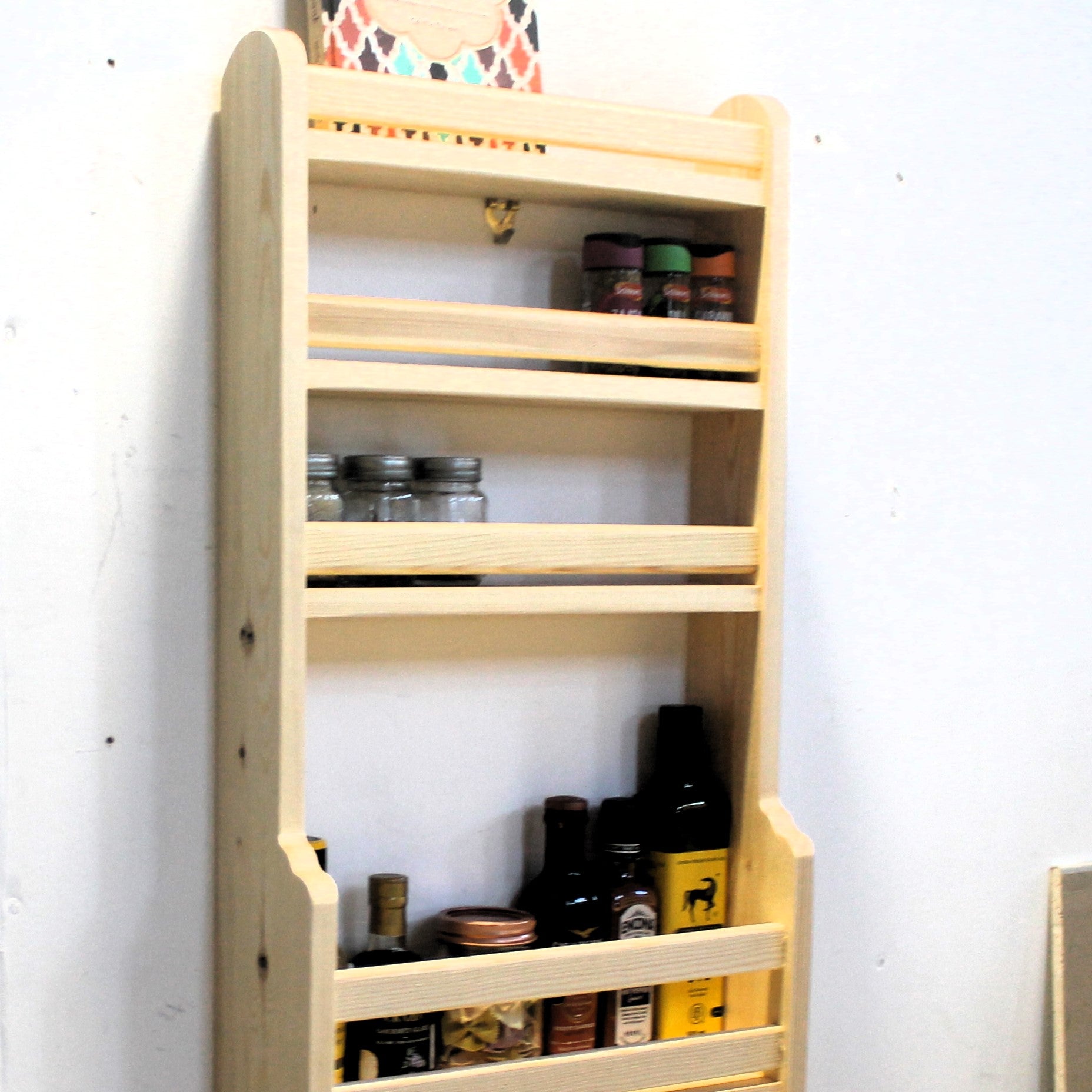 small shel for hanging in kitchen pantry door