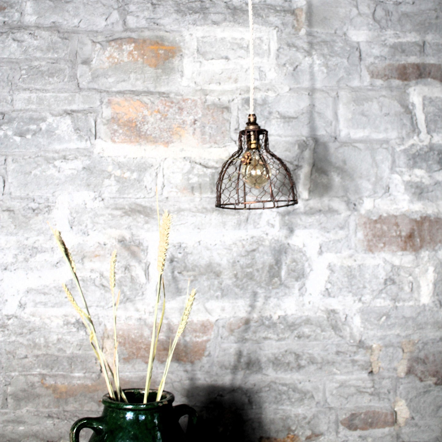 Chicken wire lampshade copper finish