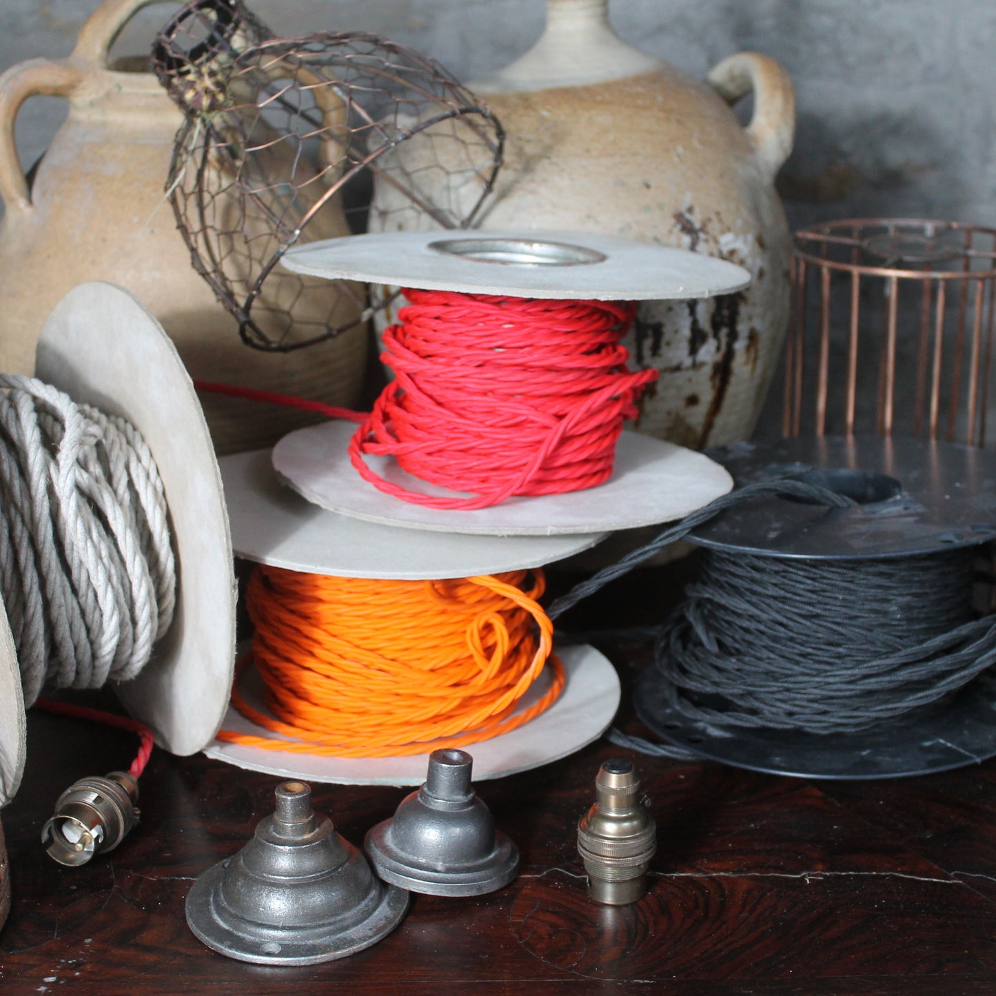 TITOBI — Oversized African-Style Wire Lampshade in Antiqued Copper