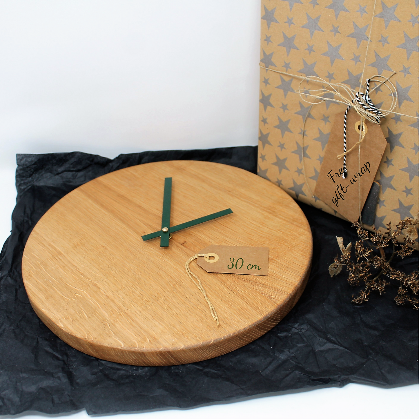Handcrafted Oak Wall Clock with Blank Face — Timeless Minimalism in Natural Form