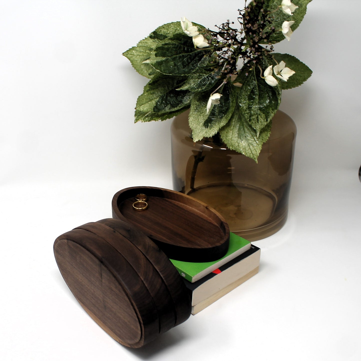 Sculpted Elegance: Solid Walnut Oval Stackable Trinket & Jewellery Tray