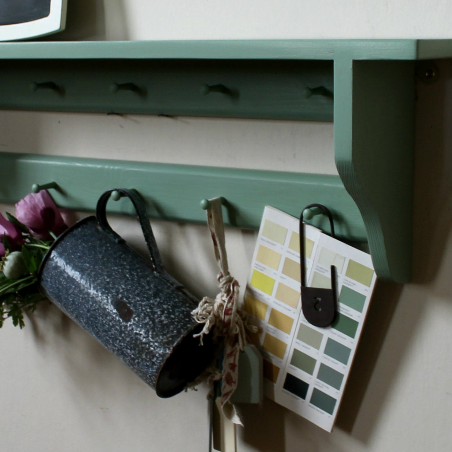 SHELVES WITH HOOKS & PEGS