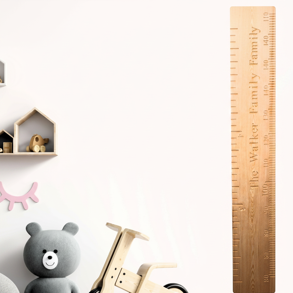 Personalised Wooden Double Height Chart Ruler Metric And Imperial ...