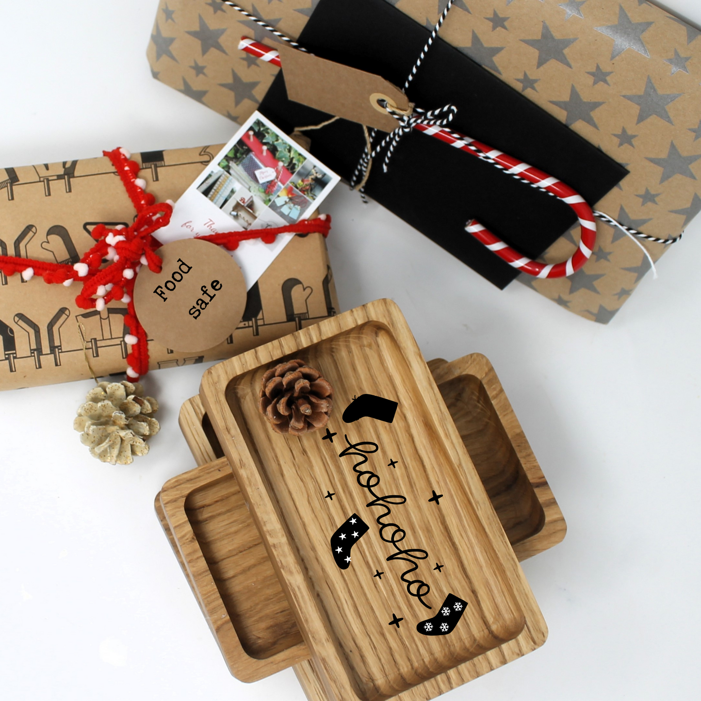 Engraved Christmas Oak Tray – Handcrafted Holiday Gift & Festive Home Decor