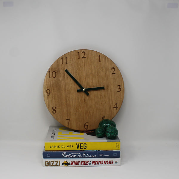 Solid Oak Wall Clock With Numerals