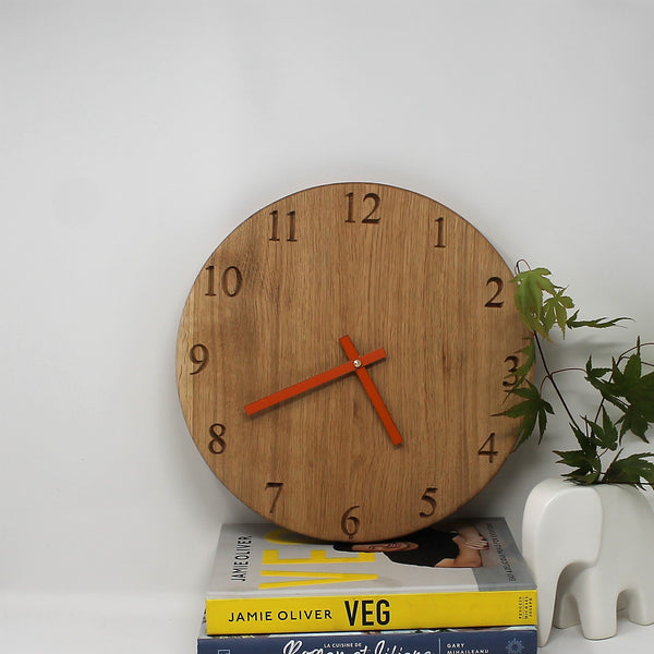 Solid Oak Wall Clock With Numerals