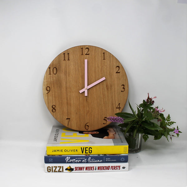 Solid Oak Wall Clock With Numerals