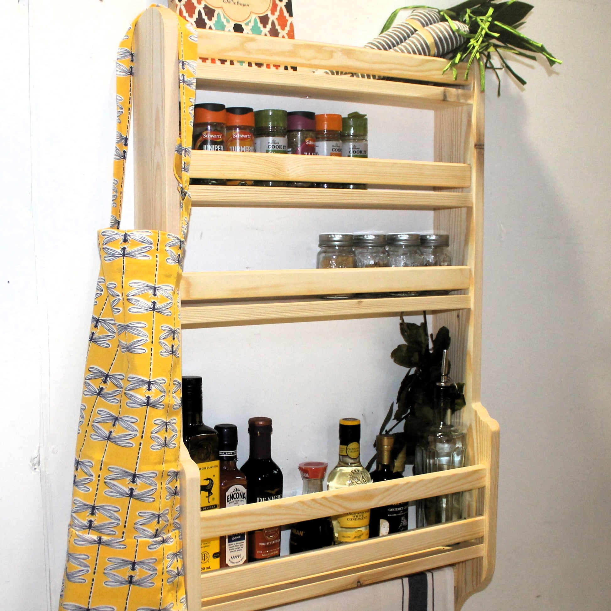solid wood spice rack shelf