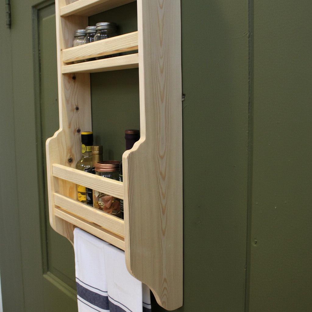 Larder Door Spice Rack – Wooden Wall Organiser Shelf – Goodwood Originals
