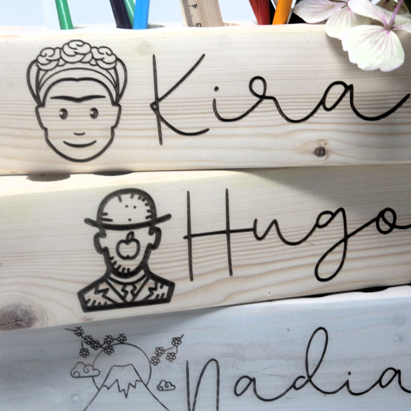 Personalised Children Pencils Paintbrushes Holder Desktop Organiser For Budding Artists