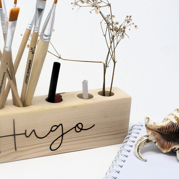 Personalised Children Pencils Paintbrushes Holder Desktop Organiser For Budding Artists