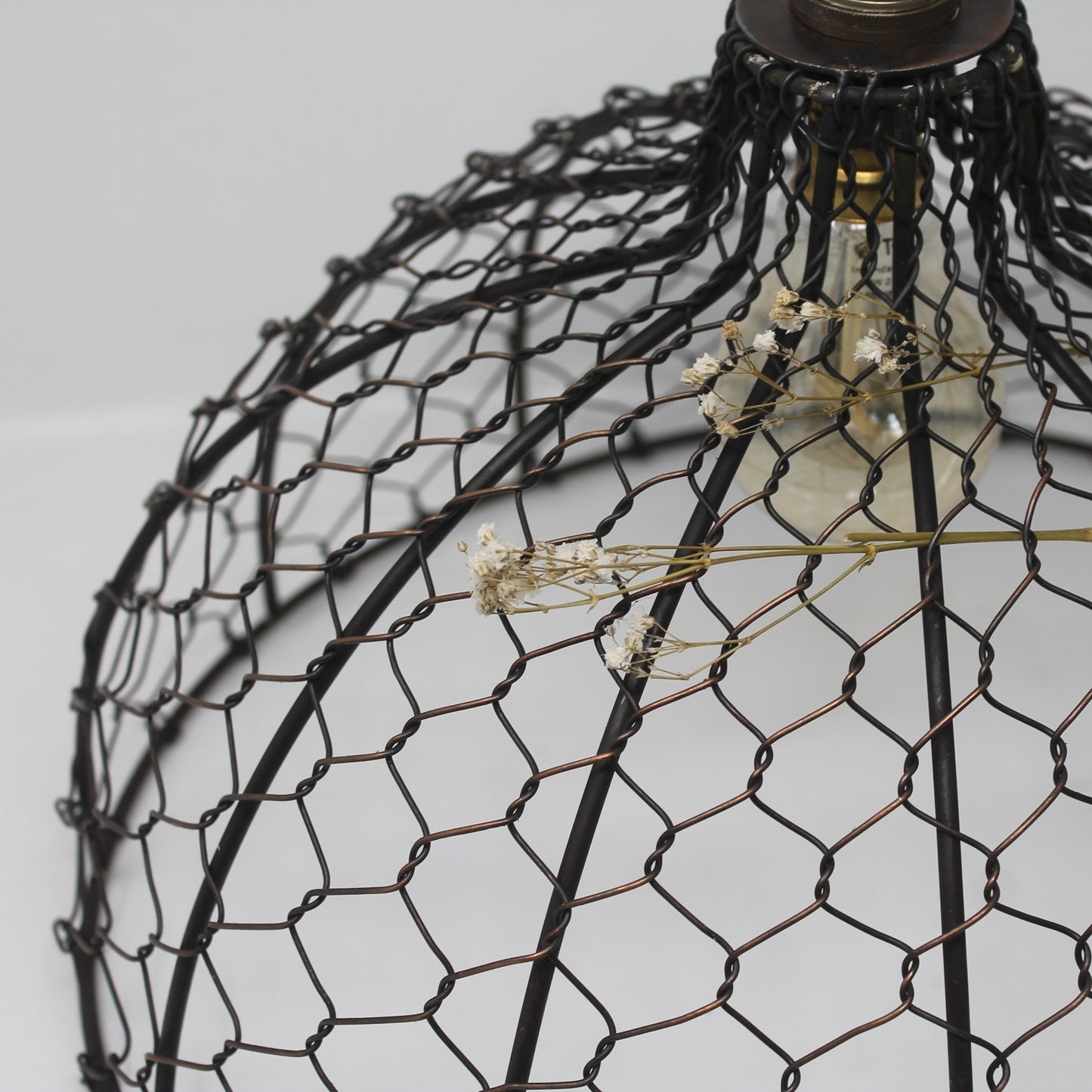 Large Chicken Wire Lampshade Antique Copper