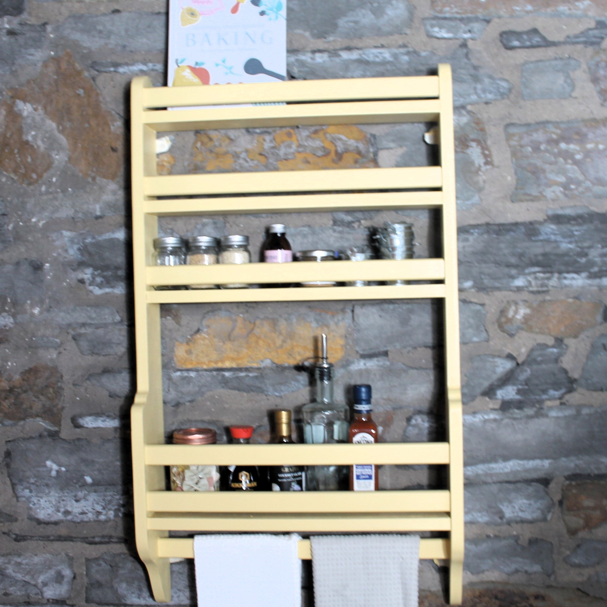 yellow spice rack for hanging in kitchen cupboard