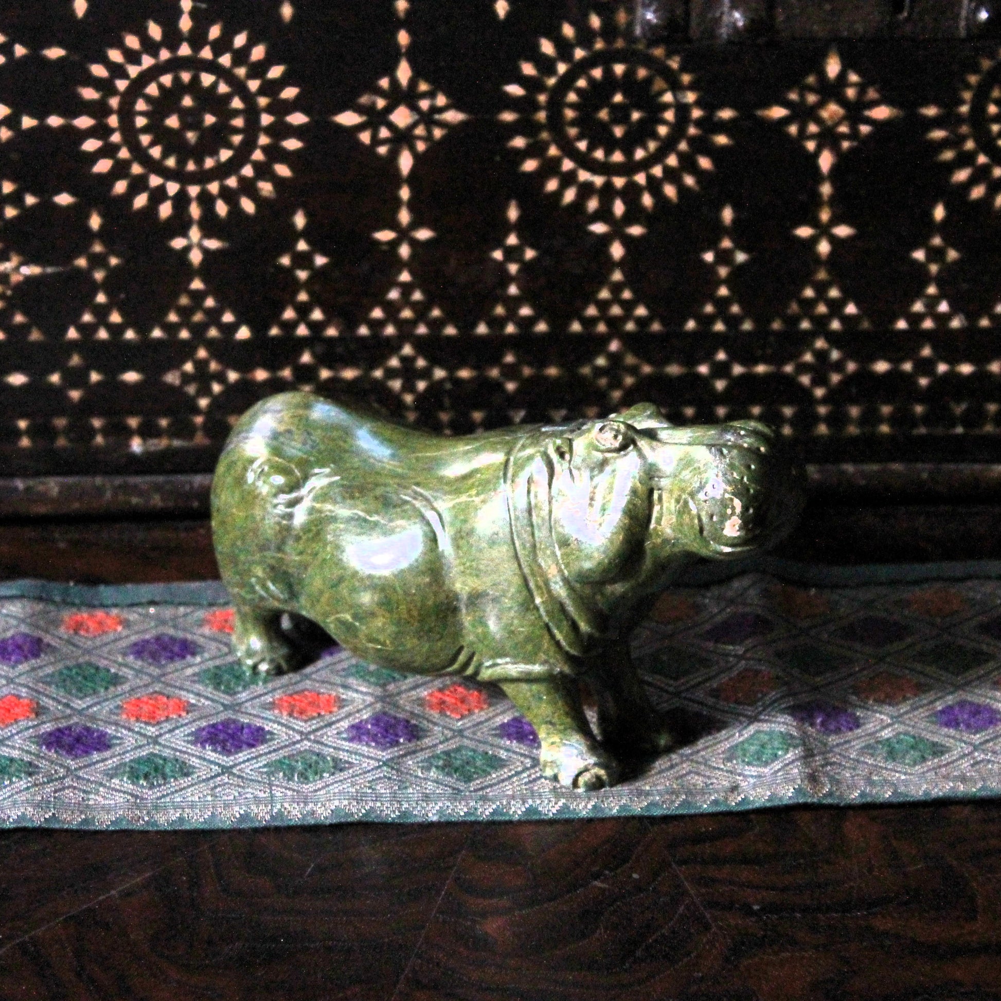 Vintage Shona animal carving hippo stone figure 