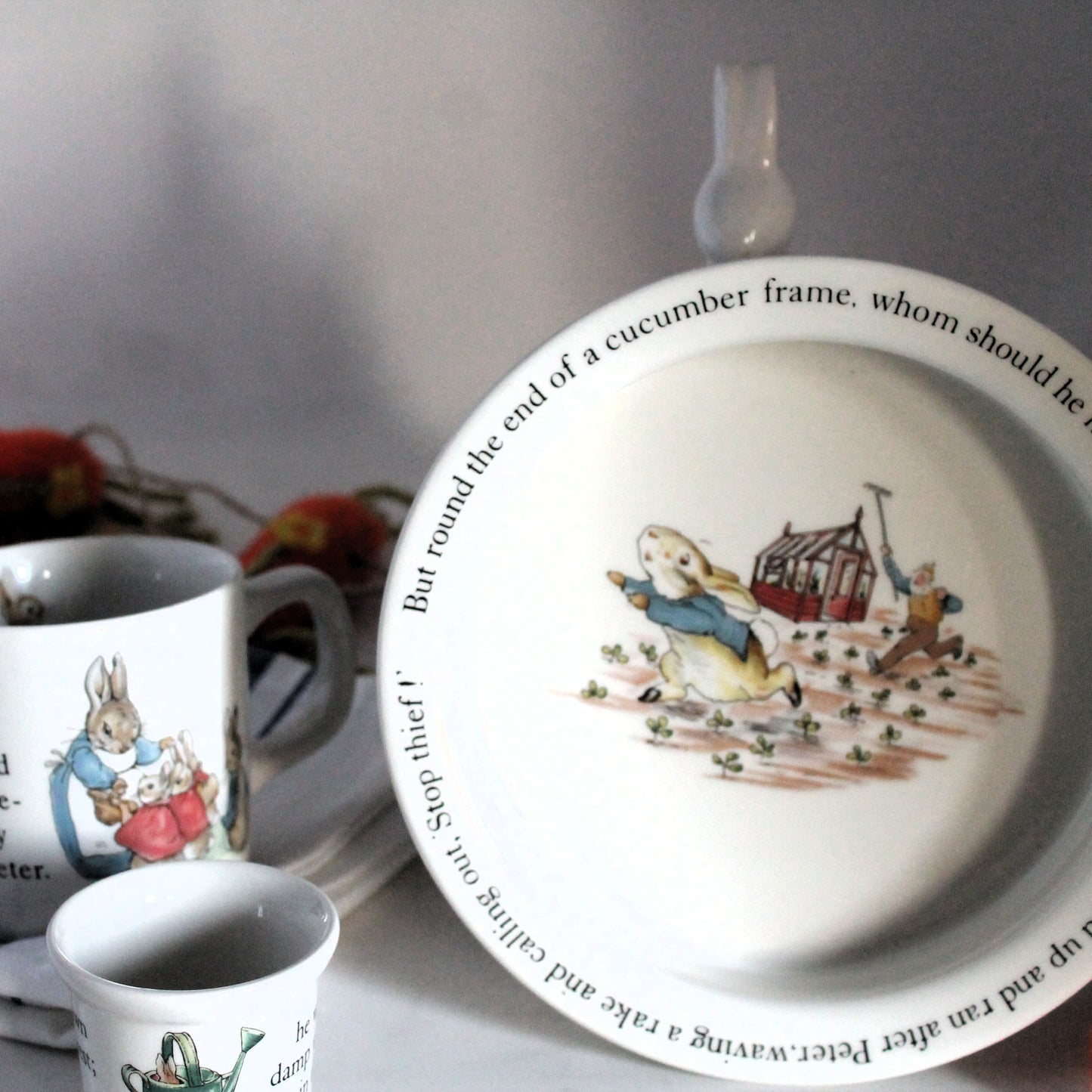 Kids dining set comprising plate, cup and egg-cup