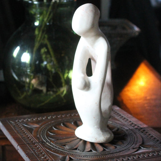 Abstract mother and cild Kisii stone African art figurine