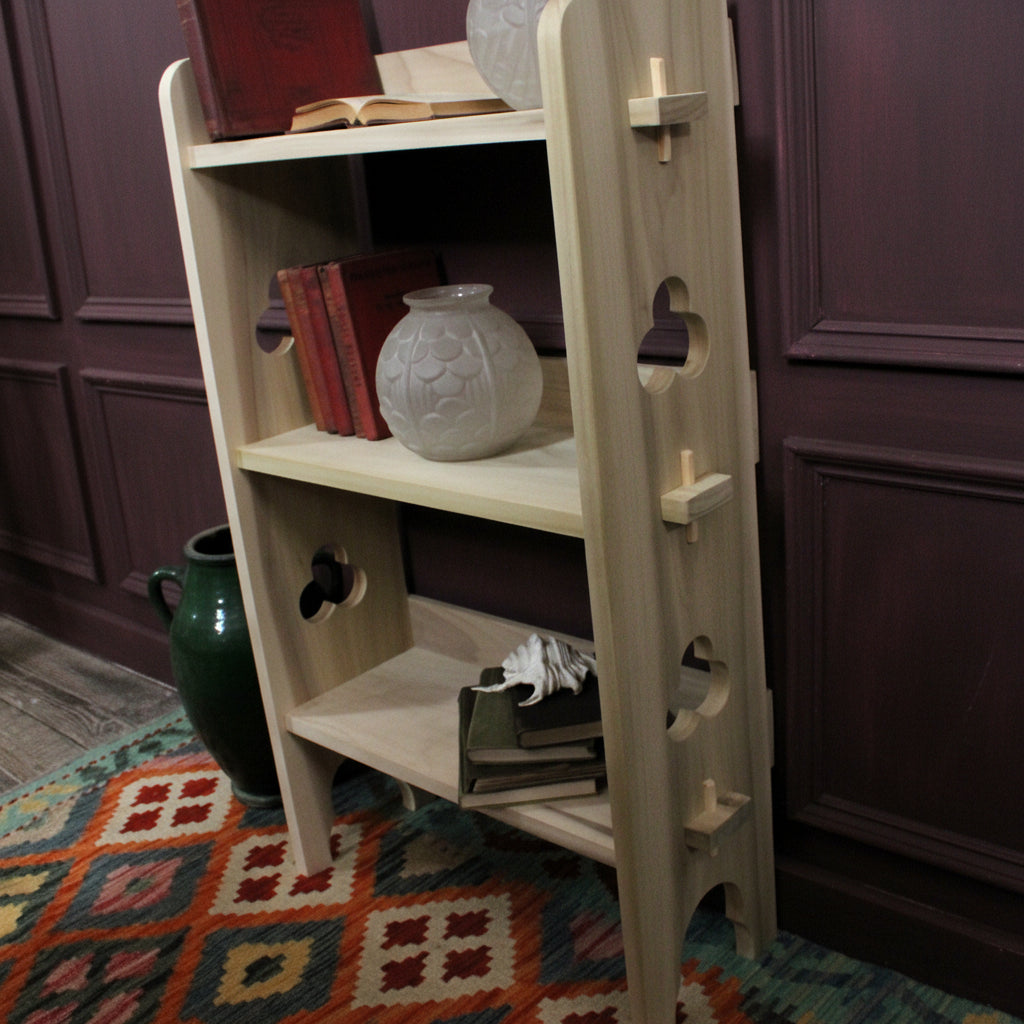 Arthur Three‑Tier Arts & Crafts Bookcase in Traditional Pegged Joinery