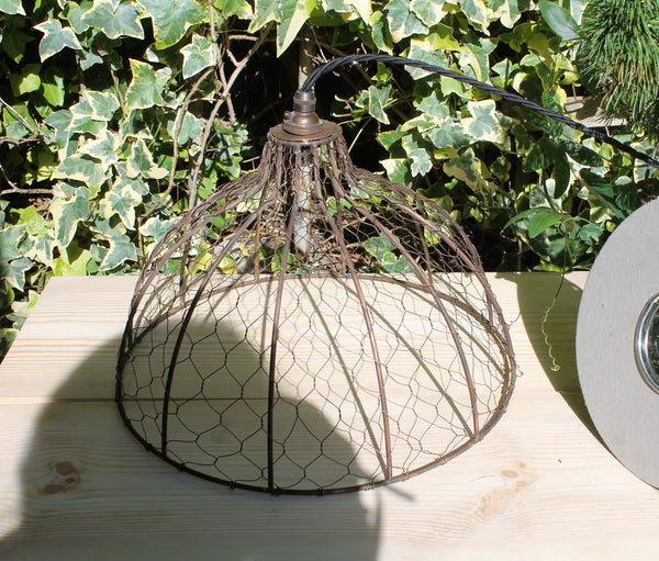 Large Chicken Wire Lampshade Antique Copper