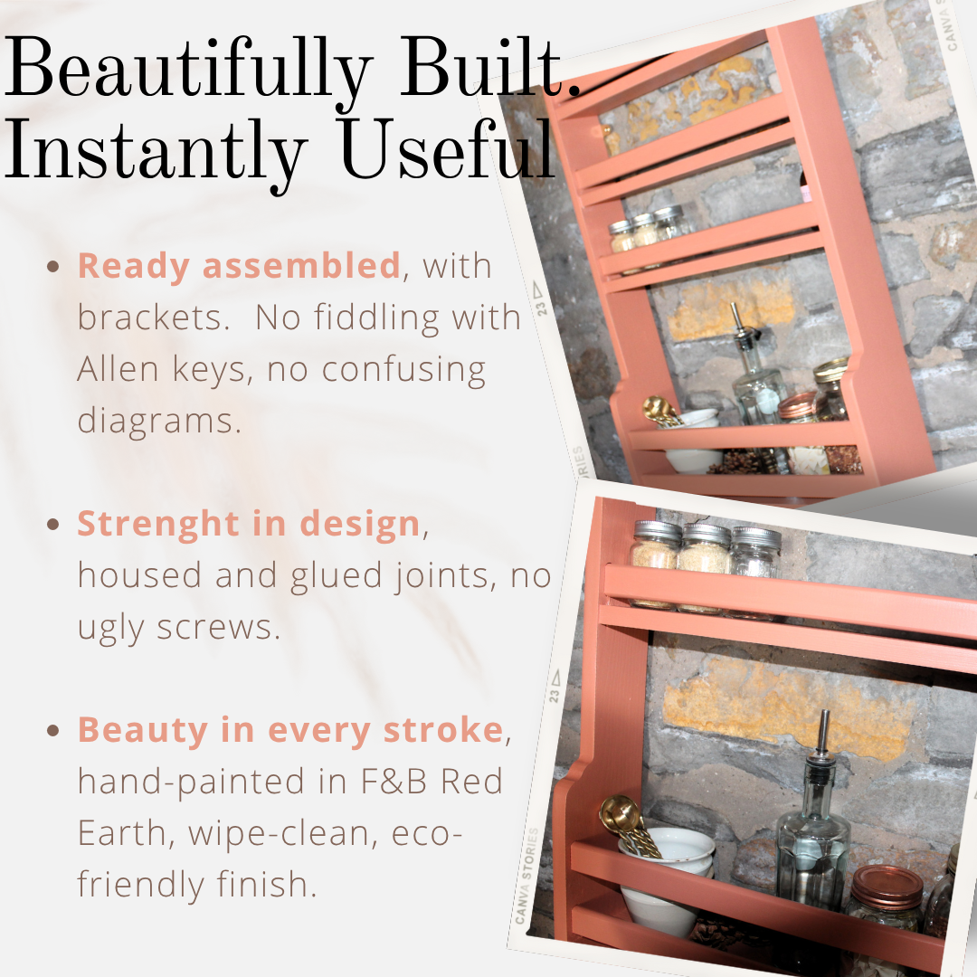 Larder Door Spice Shelf – Slimline Wooden Wall Organiser