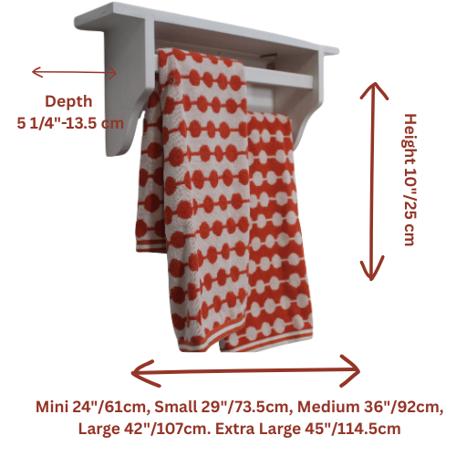 ELKA Handcrafted Towel Rail Shelf – Hand Painted With Natural Wood Rail