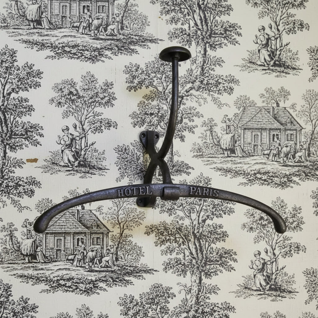 Vintage Cast Iron Valet Coat & Hat Hanger – Hotel De Paris Embossed Wall Hook