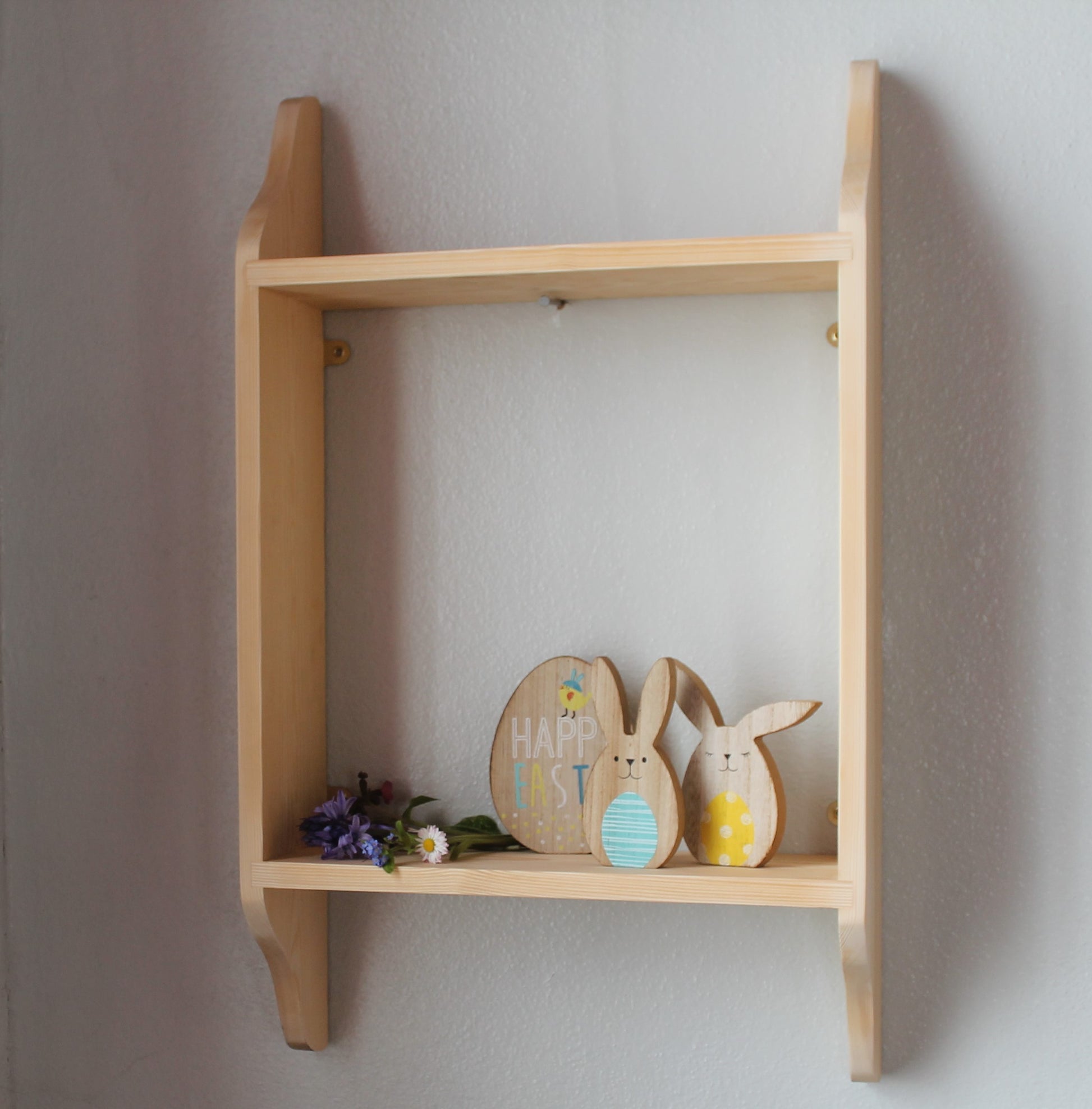 Scandinavian wooden wall shelf