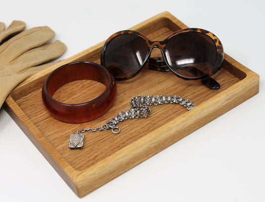 Medium Solid Oak Catch-All Tray — Practical Elegance for Desk, Dresser, or Entryway