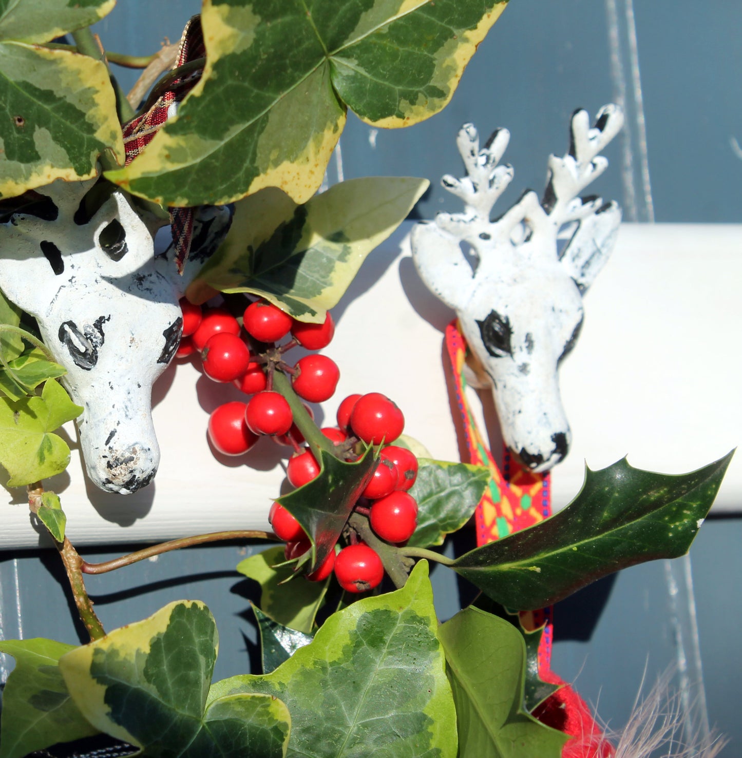 Reindeer head stocking hanger coat rack