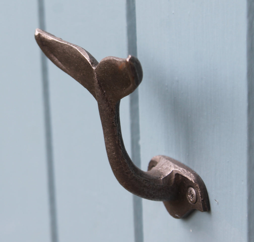 Rust Whale Iron Wall Hook - Nautical Key Ring or Towel Hanger